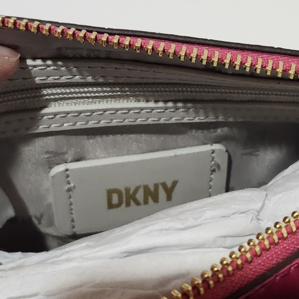 DKNY Lexi Double Crossbody Bag Women's One Size Pink Top Zip Closure Logo Plaque - Picture 9 of 9